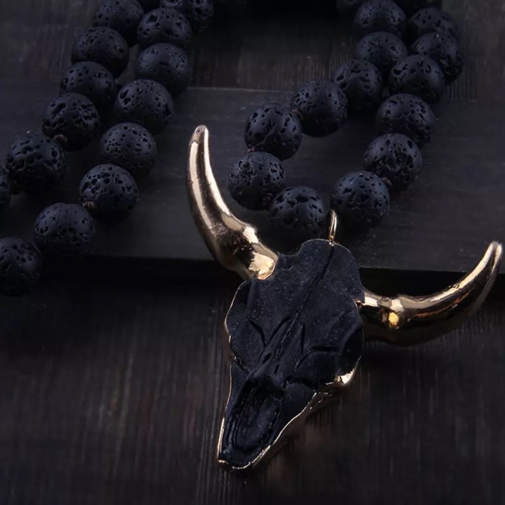 Unisex Fashion Bohemian Long Skull Pendant Necklace - Picture 8 of 14